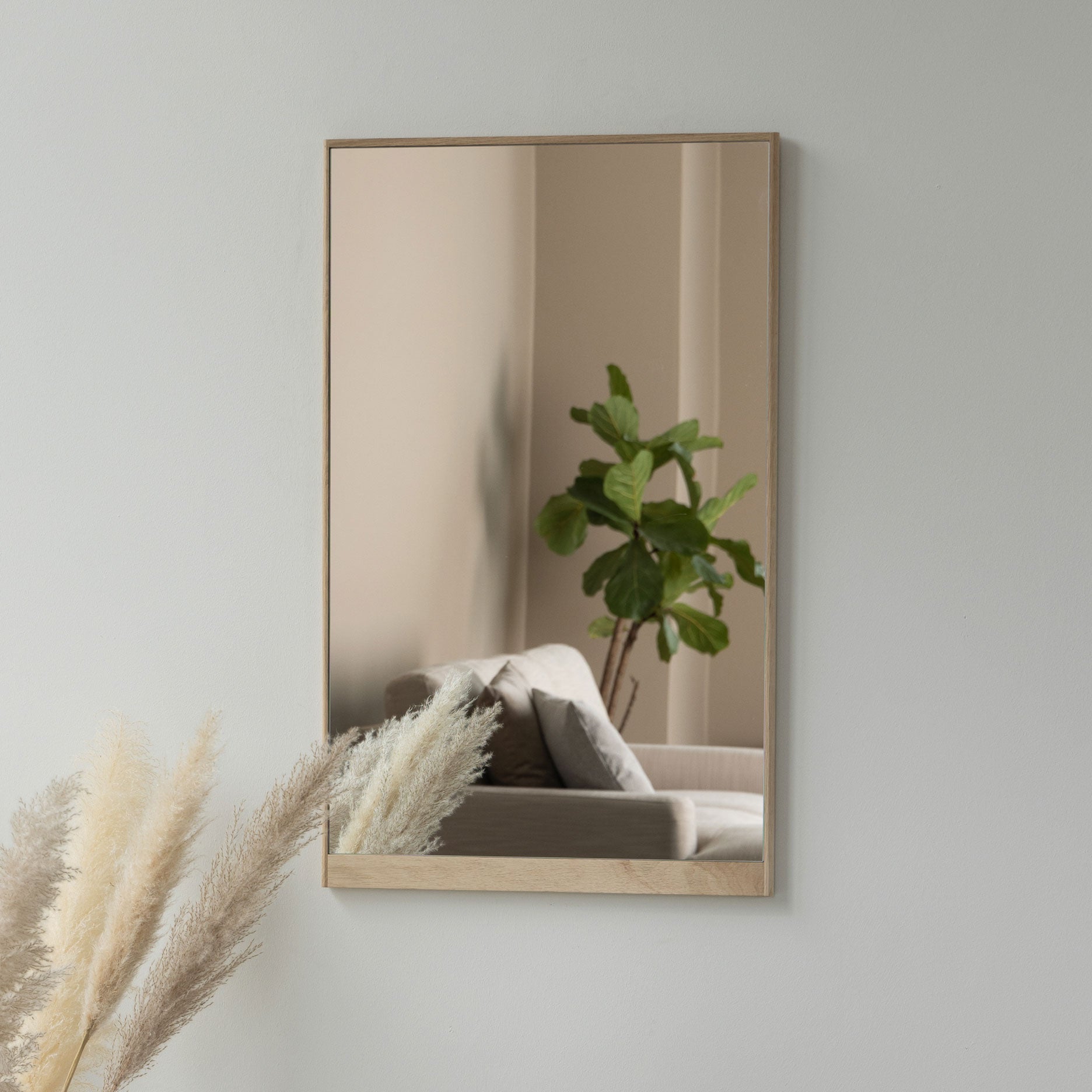 Wood spejl H90 cm - hvidpigmenteret